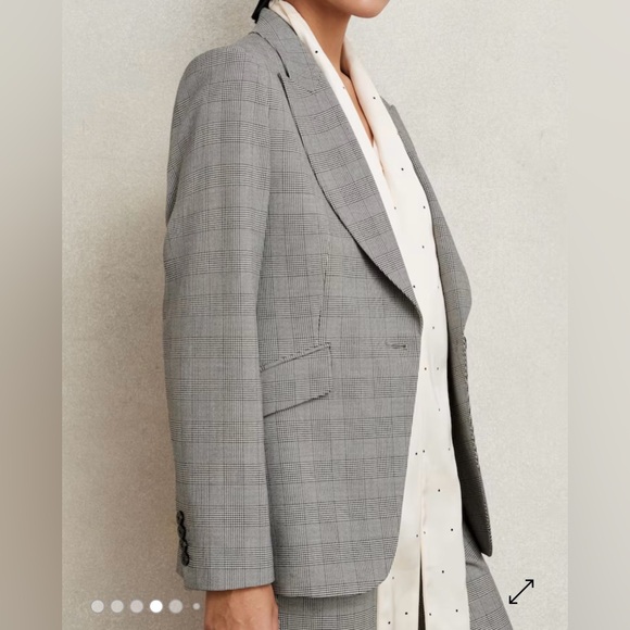 REISS- Brooklyn Gray Check Blazer+Pant Suit - Picture 4 of 9